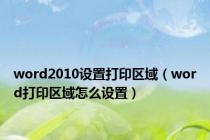 word2010设置打印区域（word打印区域怎么设置）