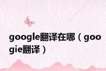 google翻译在哪（googie翻译）