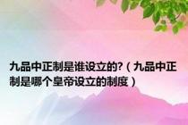 九品中正制是谁设立的?（九品中正制是哪个皇帝设立的制度）