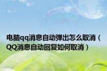 电脑qq消息自动弹出怎么取消（QQ消息自动回复如何取消）