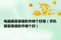 电脑屏幕录像软件哪个好用（手机屏幕录像软件哪个好）