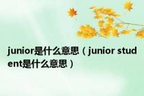 junior是什么意思（junior student是什么意思）