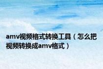 amv视频格式转换工具（怎么把视频转换成amv格式）
