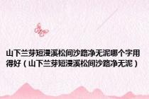 山下兰芽短浸溪松间沙路净无泥哪个字用得好（山下兰芽短浸溪松间沙路净无泥）