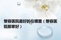 整容医院最好的在哪里（整容医院那家好）