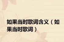 如果当时歌词含义（如果当时歌词）