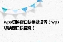 wps切换窗口快捷键设置（wps切换窗口快捷键）