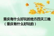 重庆有什么好玩的地方四天三晚（重庆有什么好玩的）
