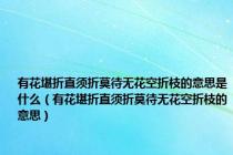 有花堪折直须折莫待无花空折枝的意思是什么（有花堪折直须折莫待无花空折枝的意思）