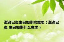 逝者已矣生者如斯啥意思（逝者已矣 生者如斯什么意思）