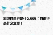 旅游自由行是什么意思（自由行是什么意思）