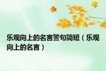乐观向上的名言警句简短（乐观向上的名言）