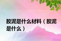 胶泥是什么材料（胶泥是什么）