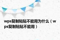 wps复制粘贴不能用为什么（wps复制粘贴不能用）