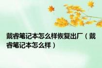 戴睿笔记本怎么样恢复出厂（戴睿笔记本怎么样）