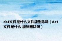 dat文件是什么文件能删除吗（dat文件是什么 能够删除吗）