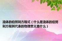 流体的伯努利方程式（什么是流体的伯努利方程其代表的物理意义是什么）