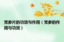 党参片的功效与作用（党参的作用与功效）