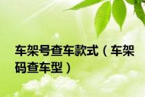 车架号查车款式（车架码查车型）