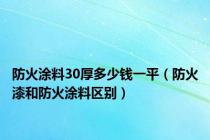 防火涂料30厚多少钱一平（防火漆和防火涂料区别）