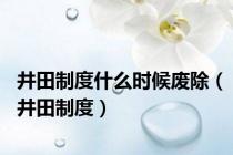井田制度什么时候废除（井田制度）