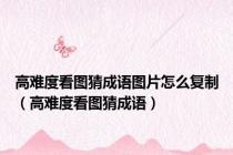 高难度看图猜成语图片怎么复制（高难度看图猜成语）