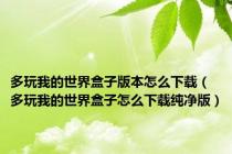 多玩我的世界盒子版本怎么下载（多玩我的世界盒子怎么下载纯净版）