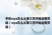 手机wps怎么从第三页开始设置页码（wps怎么从第三页开始设置页码）