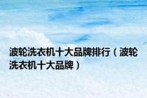 波轮洗衣机十大品牌排行（波轮洗衣机十大品牌）