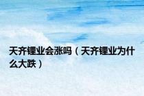 天齐锂业会涨吗（天齐锂业为什么大跌）