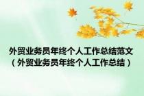 外贸业务员年终个人工作总结范文（外贸业务员年终个人工作总结）