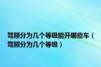 驾照分为几个等级能开哪些车（驾照分为几个等级）