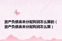 资产负债表未分配利润怎么算的（资产负债表未分配利润怎么算）