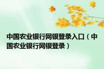 中国农业银行网银登录入口（中国农业银行网银登录）