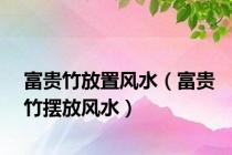 富贵竹放置风水（富贵竹摆放风水）