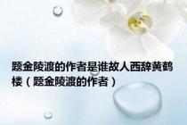 题金陵渡的作者是谁故人西辞黄鹤楼（题金陵渡的作者）