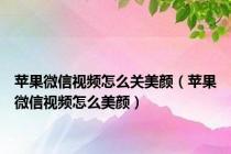 苹果微信视频怎么关美颜（苹果微信视频怎么美颜）