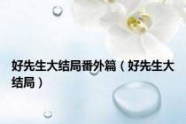 好先生大结局番外篇（好先生大结局）