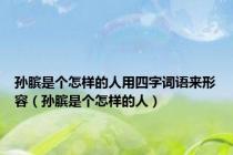 孙膑是个怎样的人用四字词语来形容（孙膑是个怎样的人）