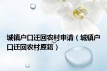 城镇户口迁回农村申请（城镇户口迁回农村原籍）
