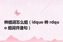帅组词怎么组（ldquo 帅 rdquo 组词并造句）