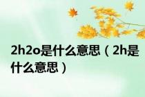 2h2o是什么意思（2h是什么意思）