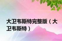 大卫韦斯特完整版（大卫韦斯特）