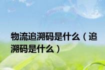 物流追溯码是什么（追溯码是什么）