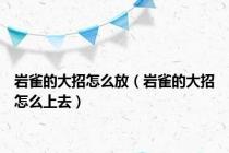 岩雀的大招怎么放（岩雀的大招怎么上去）