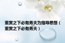 重赏之下必有勇夫为指导思想（重赏之下必有勇夫）