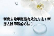 新房去除甲醛最有效的方法（新房去除甲醛的方法）