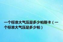 一个标准大气压是多少帕斯卡（一个标准大气压是多少帕）