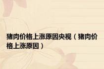 猪肉价格上涨原因央视（猪肉价格上涨原因）