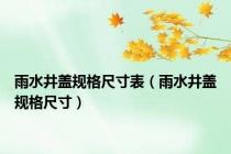 雨水井盖规格尺寸表（雨水井盖规格尺寸）